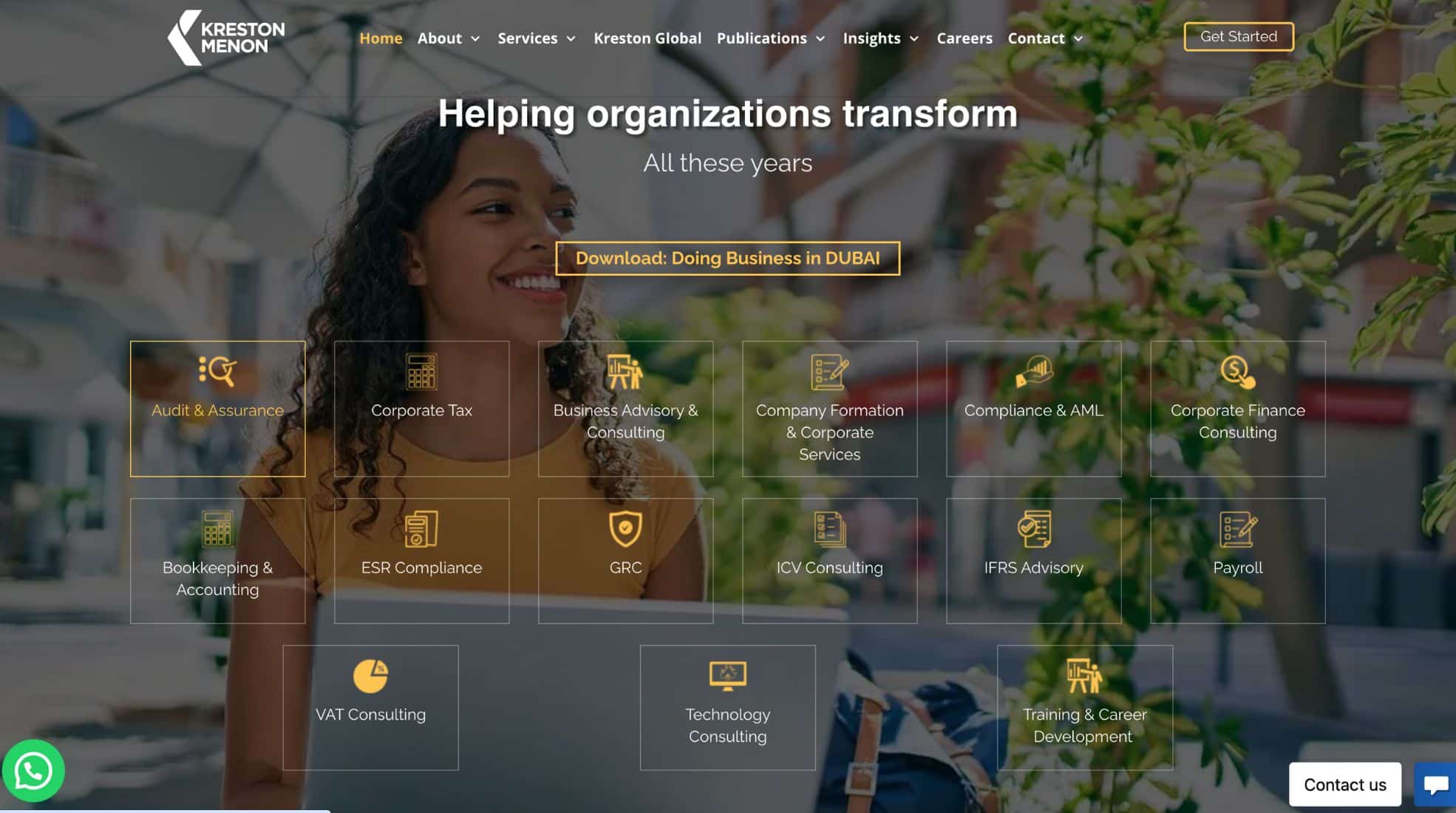 Screenshot Of Kreston Menon Audit Firm In Dubai Website