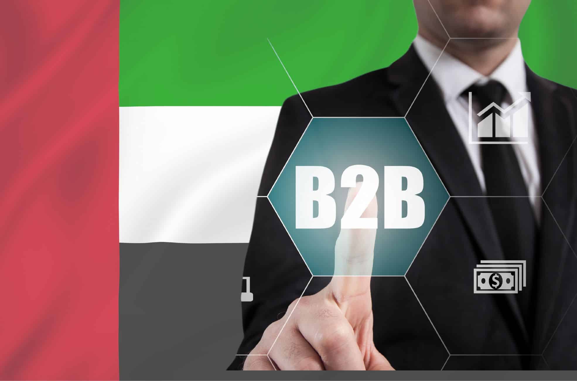 UAE Flag With B2B Symbol And Businessman