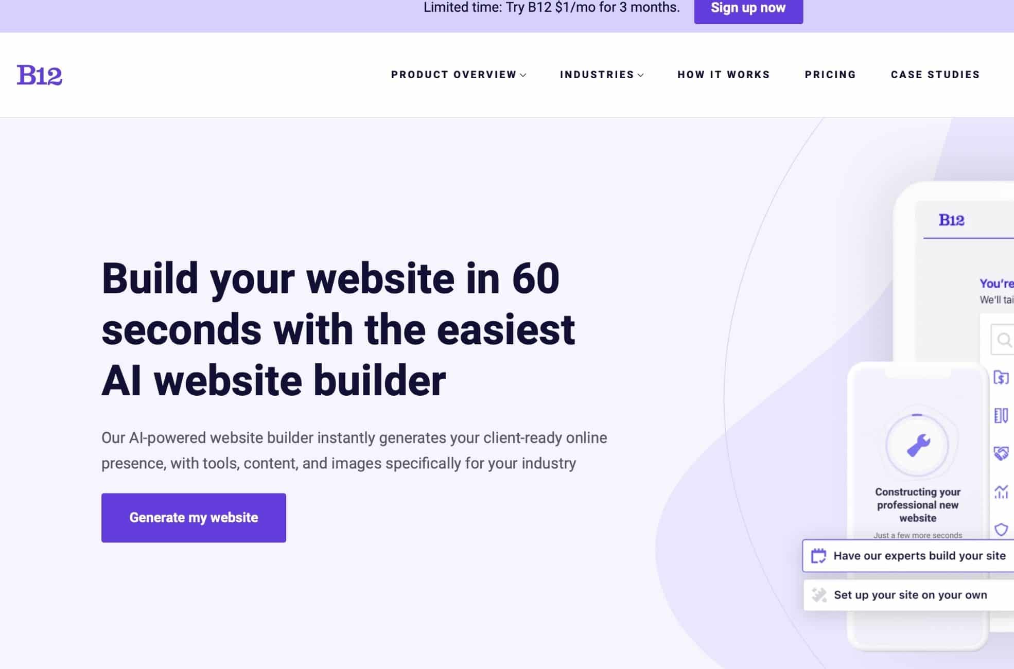 Screenshot Of AI Website Builder B12
