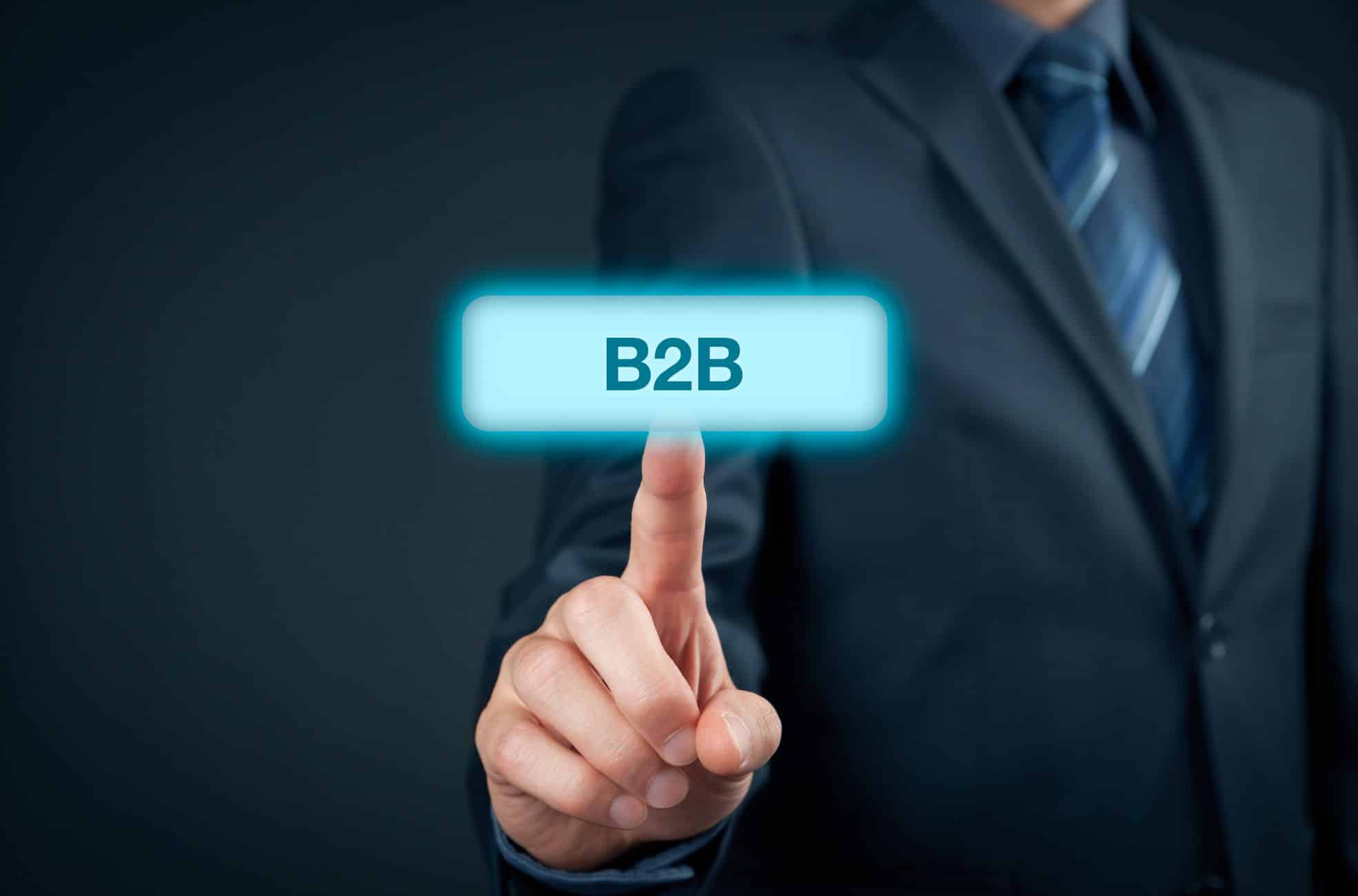Business Man Pointing To B2B Sign