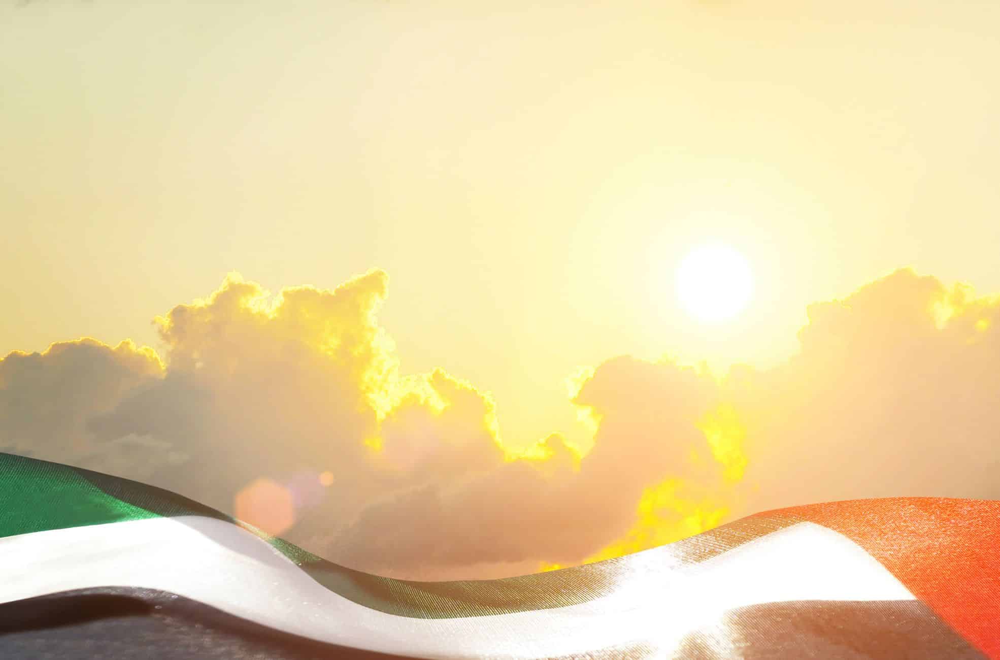 UAE Flag With Clouds And Sky