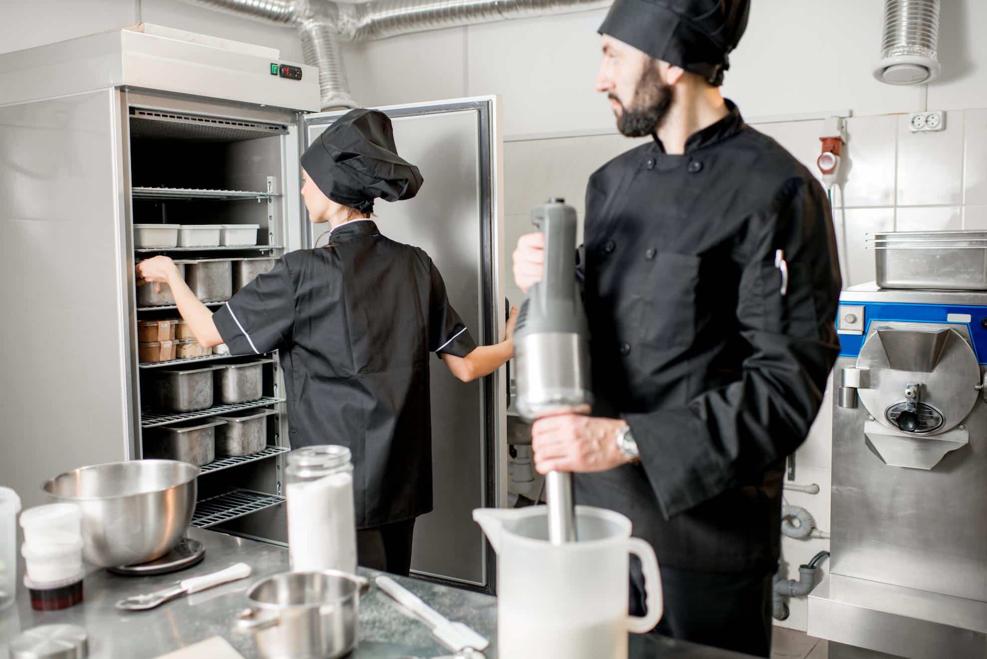 Two chefs making icecream for their cloud kitchen in Dubai.