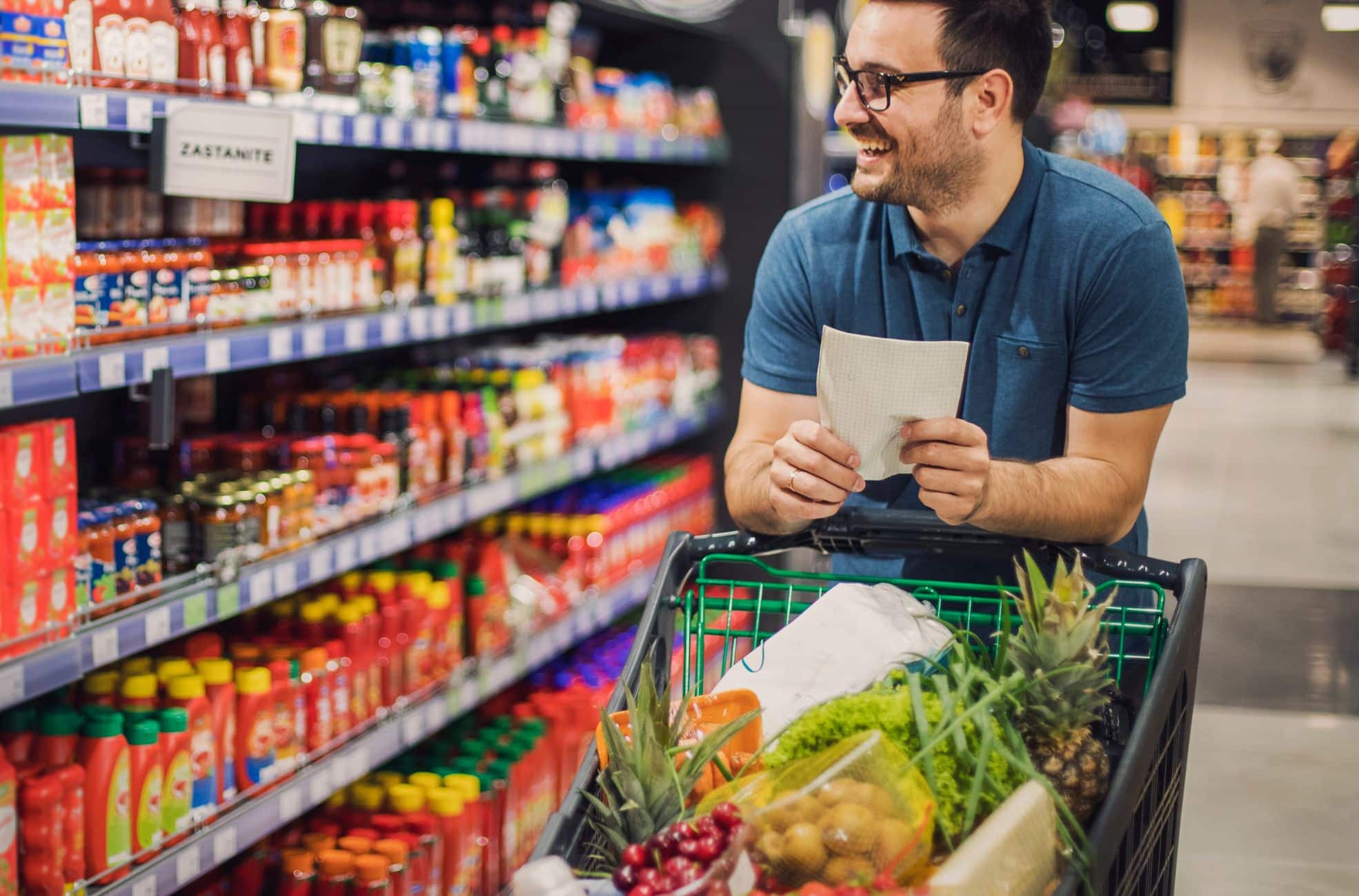 Man Shopping In Grocery  Store