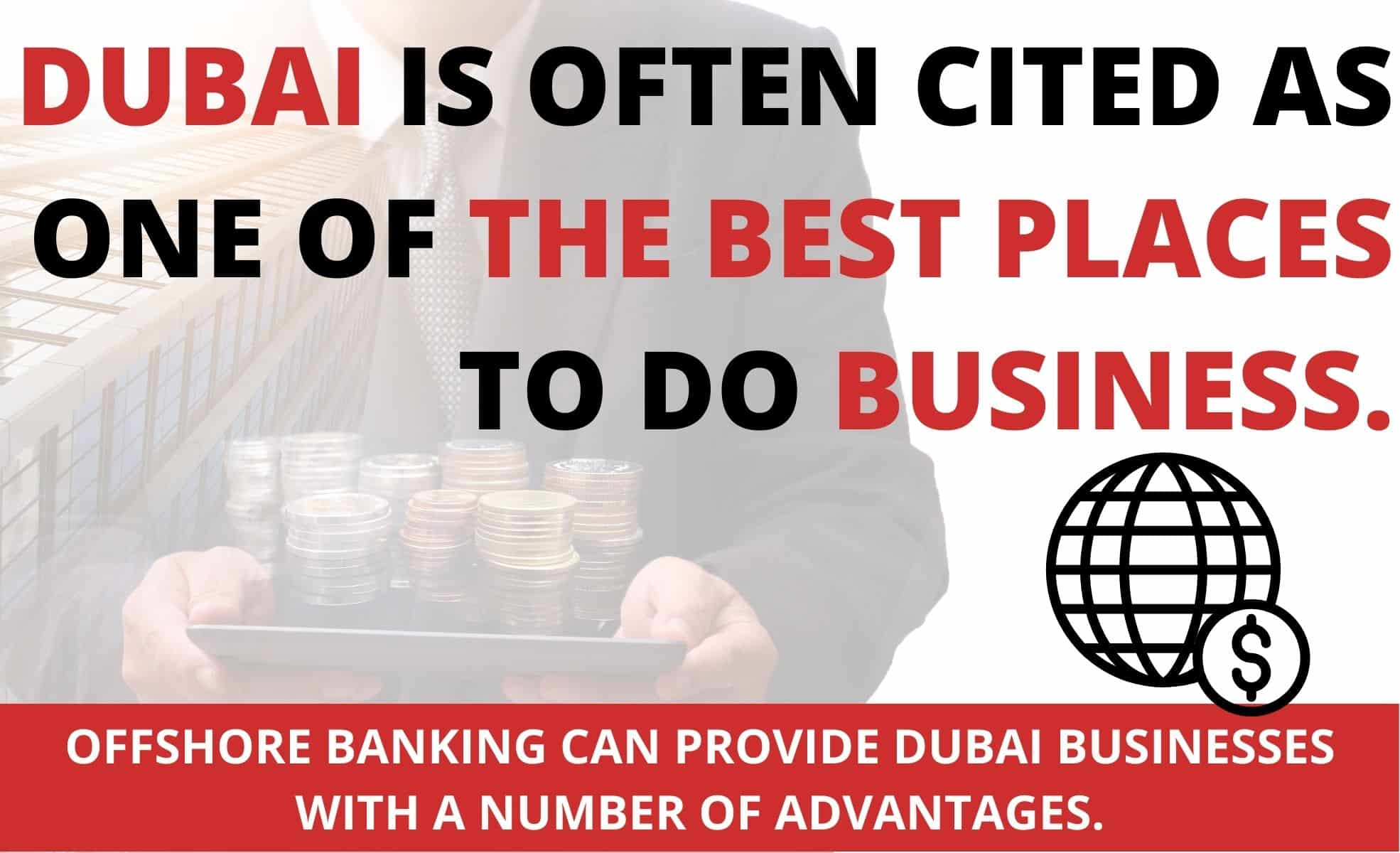 An infographic about international banking for businesses in Dubai