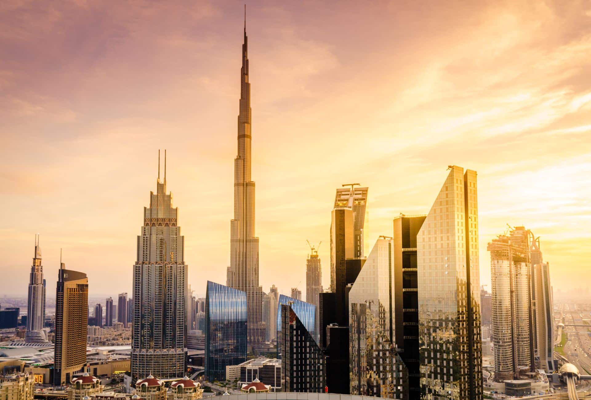 UAE Cityscape in golden light.