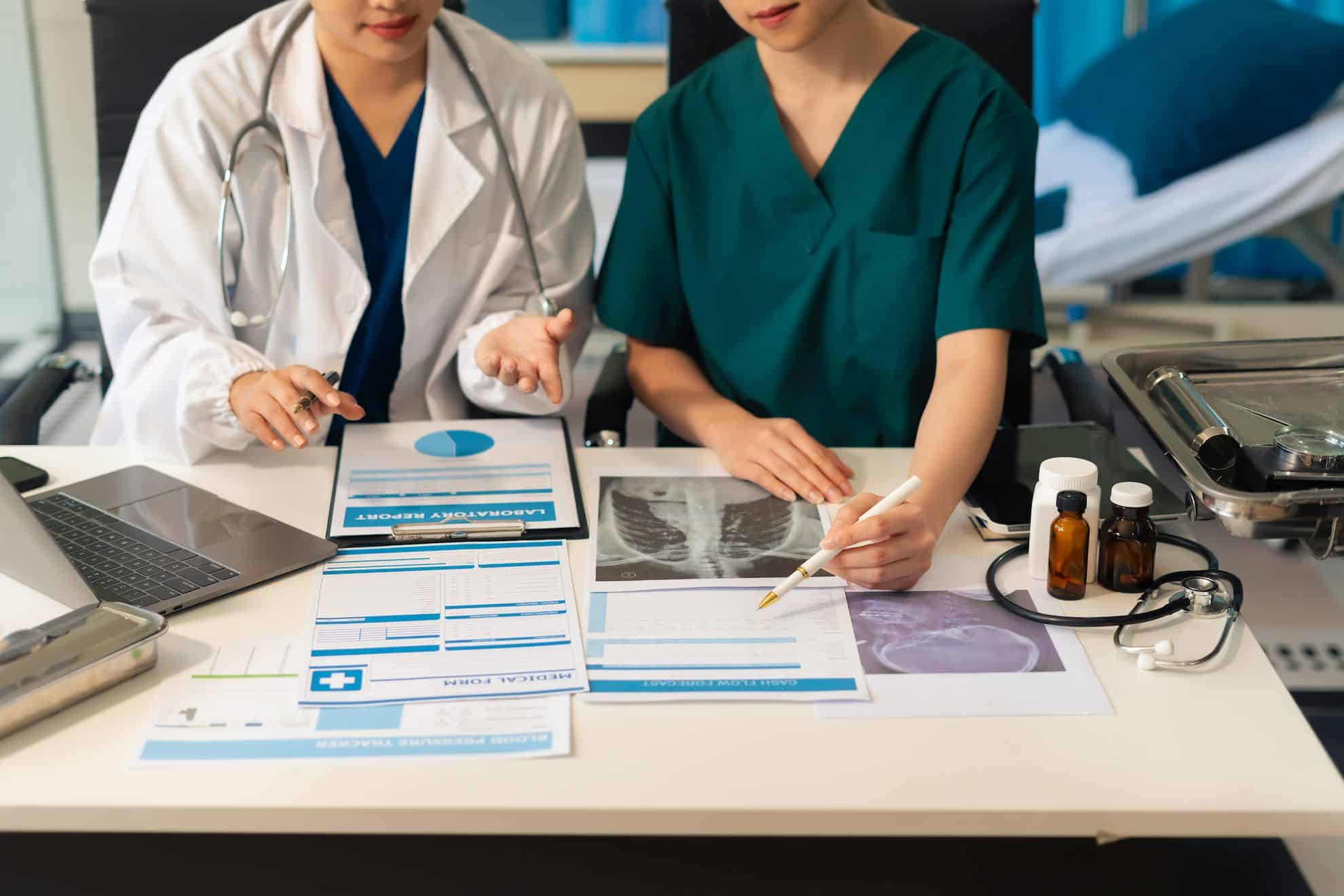 Someone getting a general medical examination for their DHA medical fitness certificate.