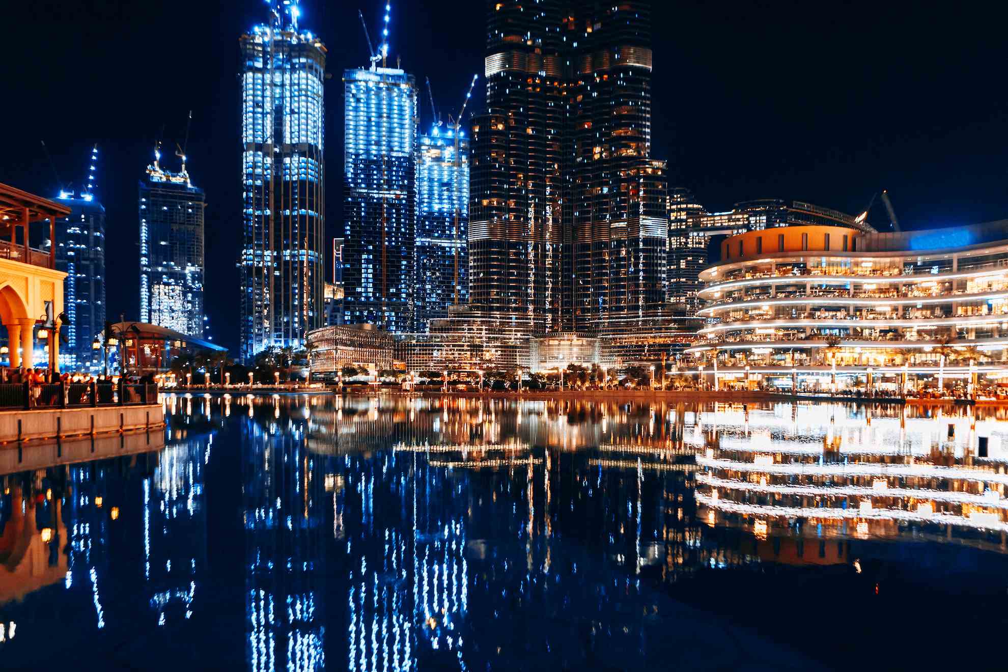 Night view of downtown Dubai.