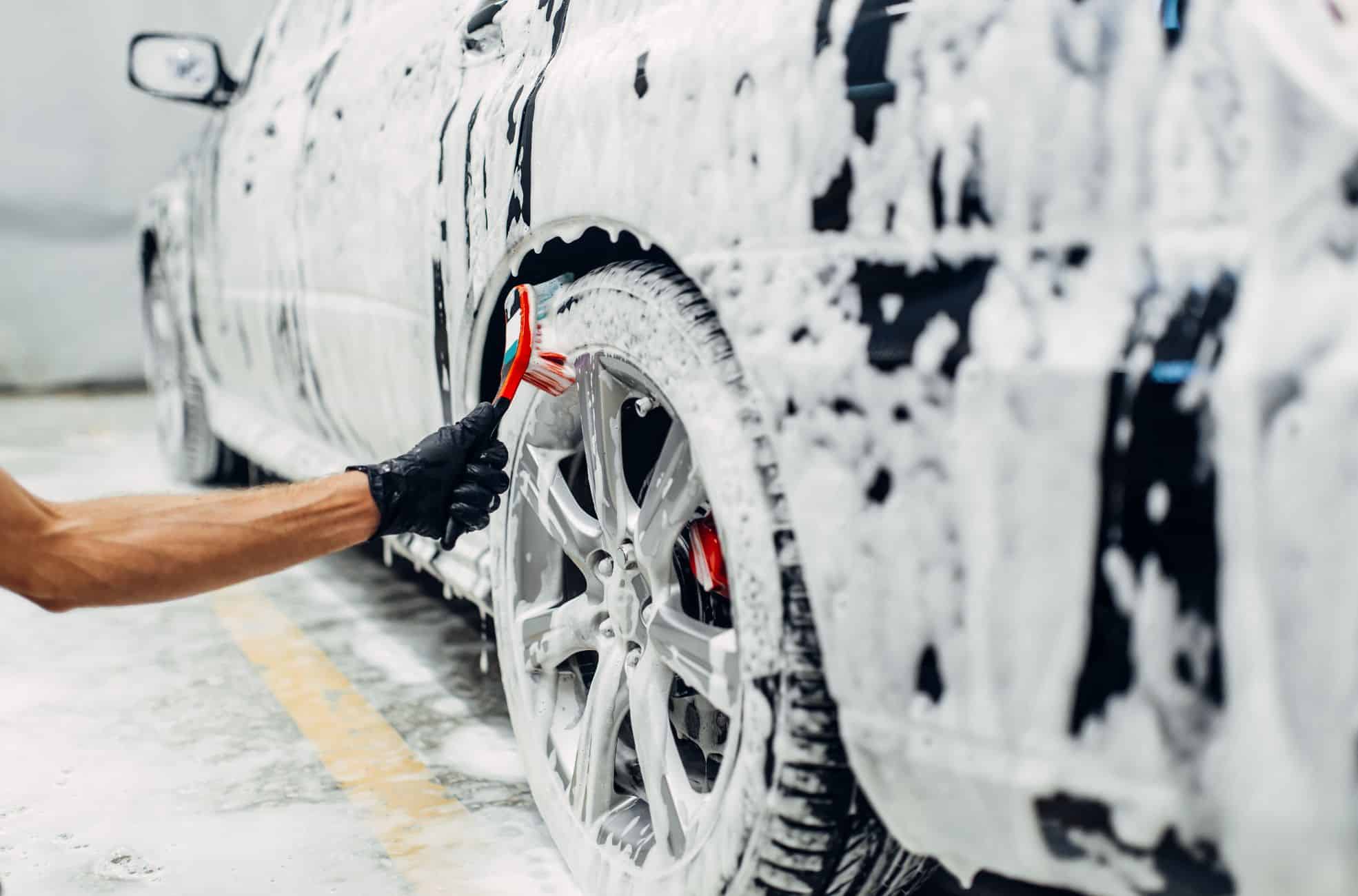 Car Wash Service On Dark Car