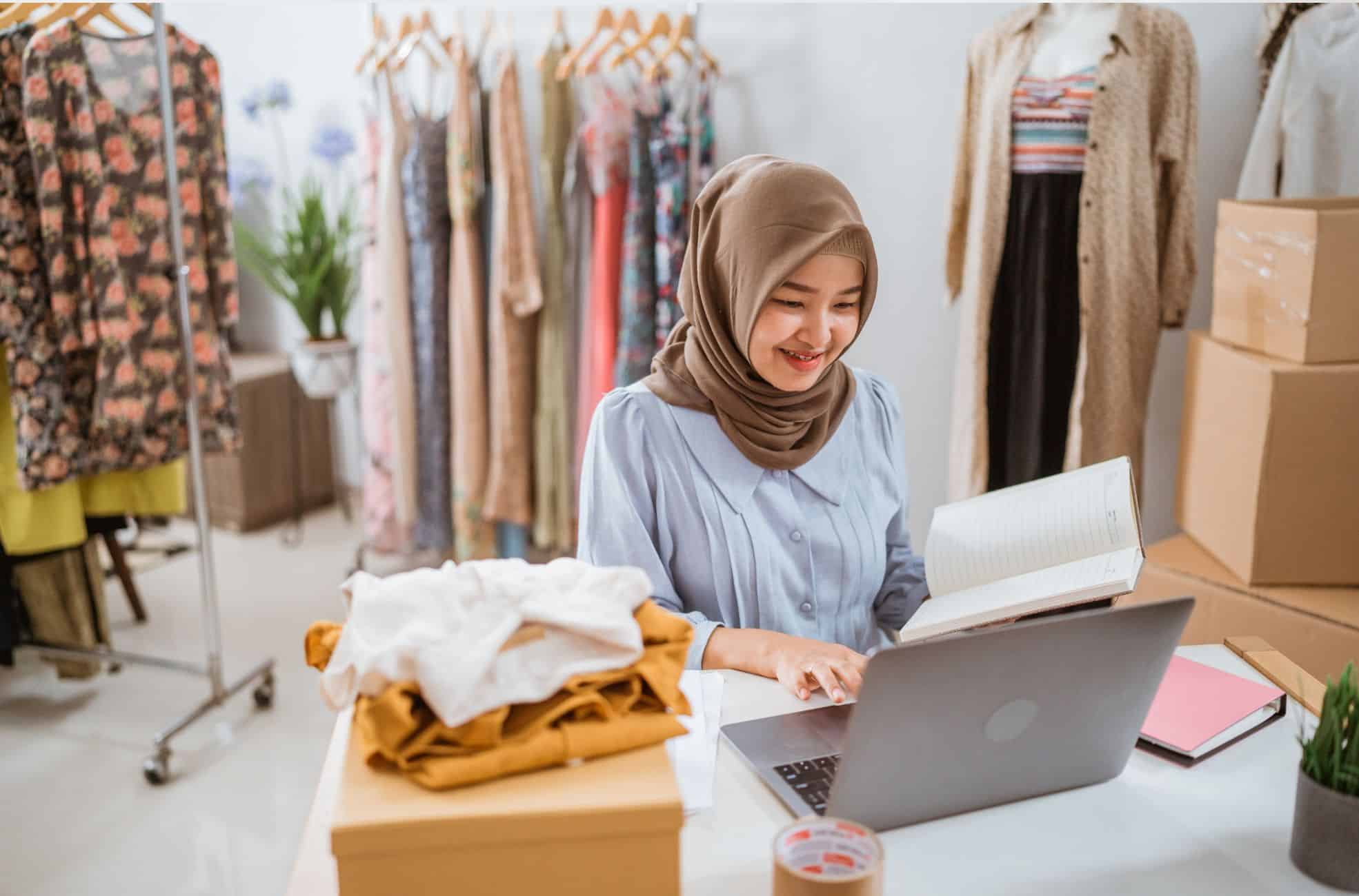 Woman Working For Online Clothing Business