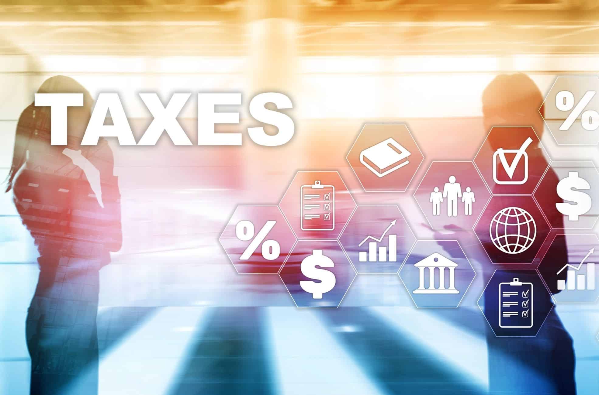 Illustration Of Taxes People And Symbols