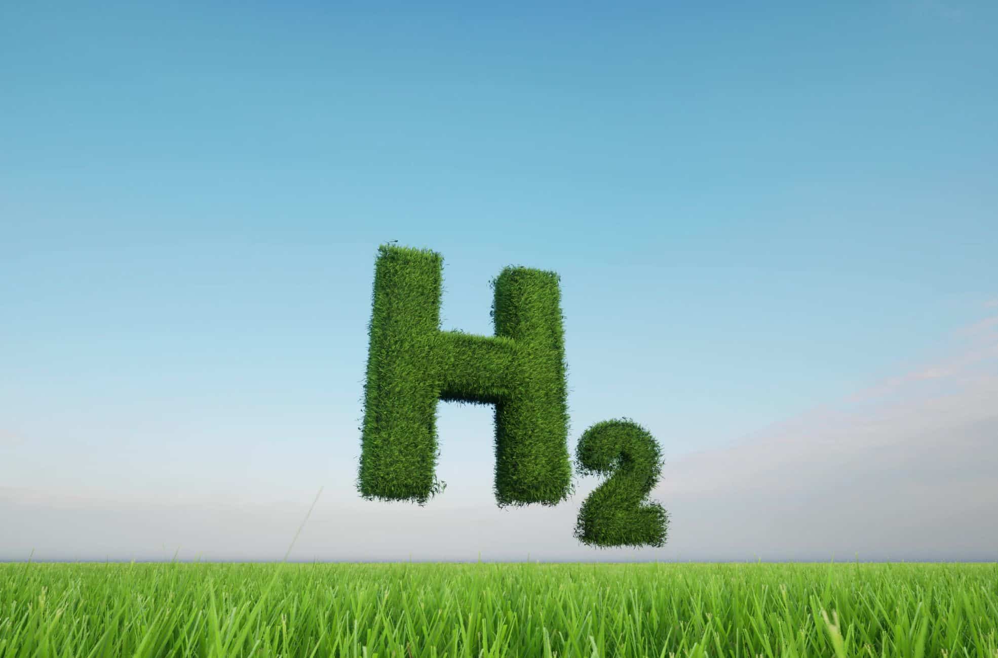 Green Hydrogen Symbol Field Background