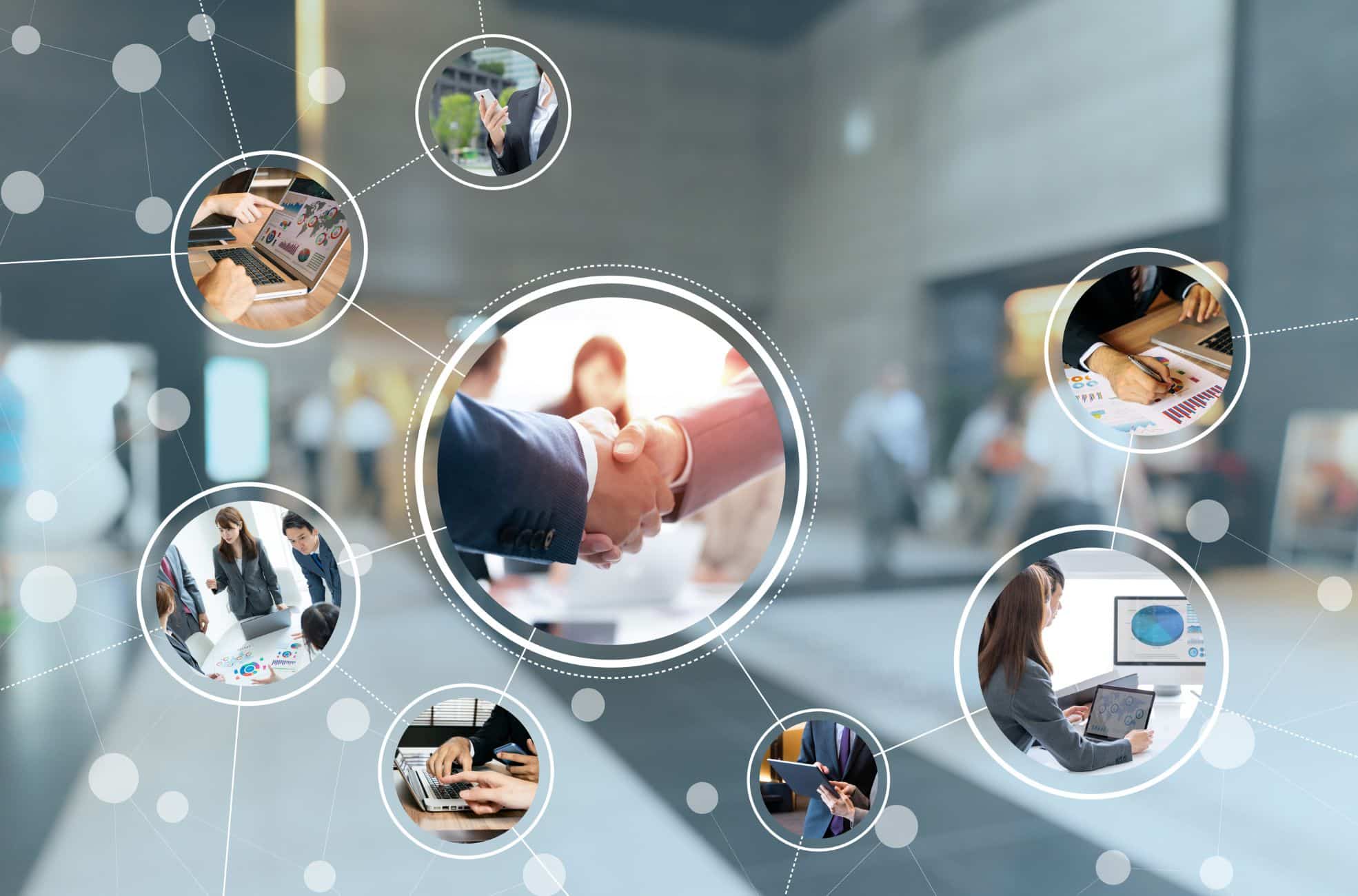 Circles Of Photos Of Networking And Business People