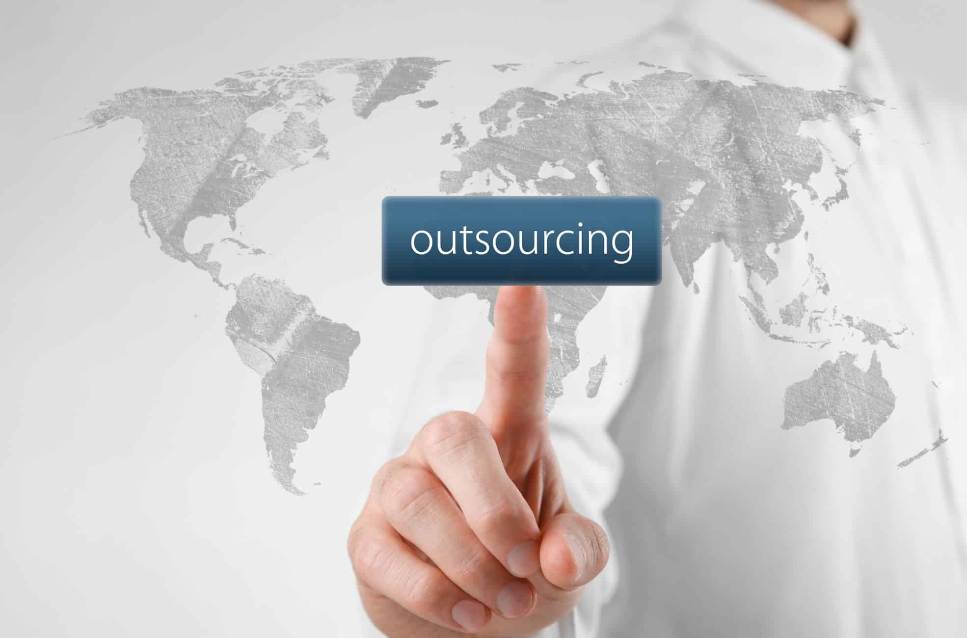 Businessman And Outsourcing Diagram