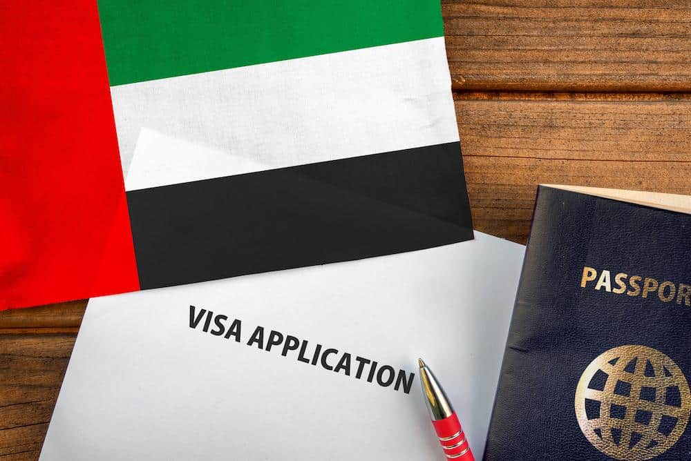 UAE Silver visa application with flag and passport