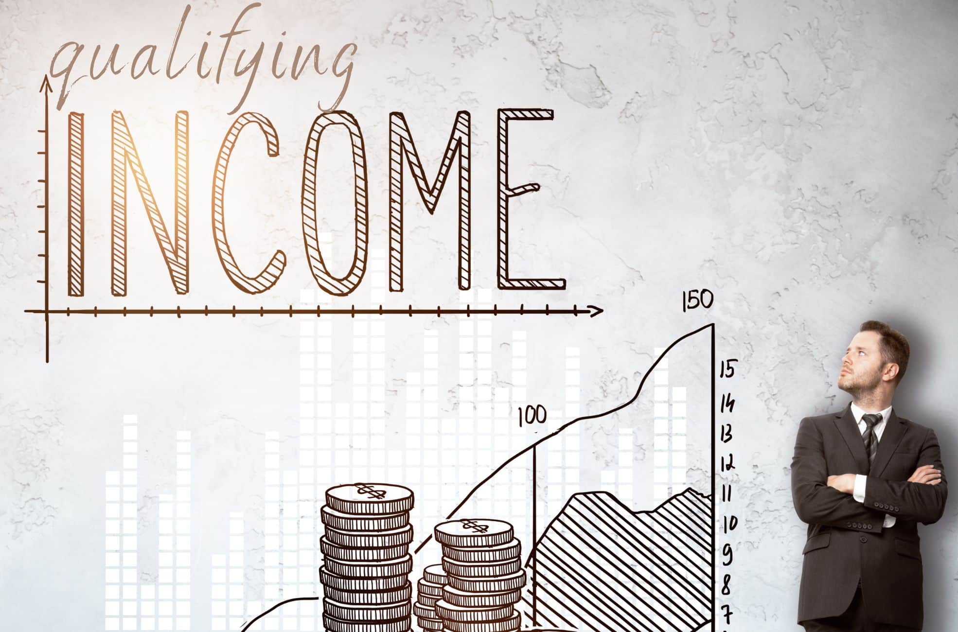 Businessman With Graph Of Qualifying Income
