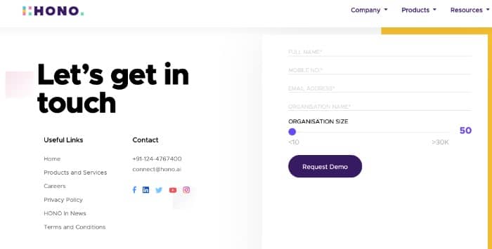A screenshot of Hono HR pricing options.
