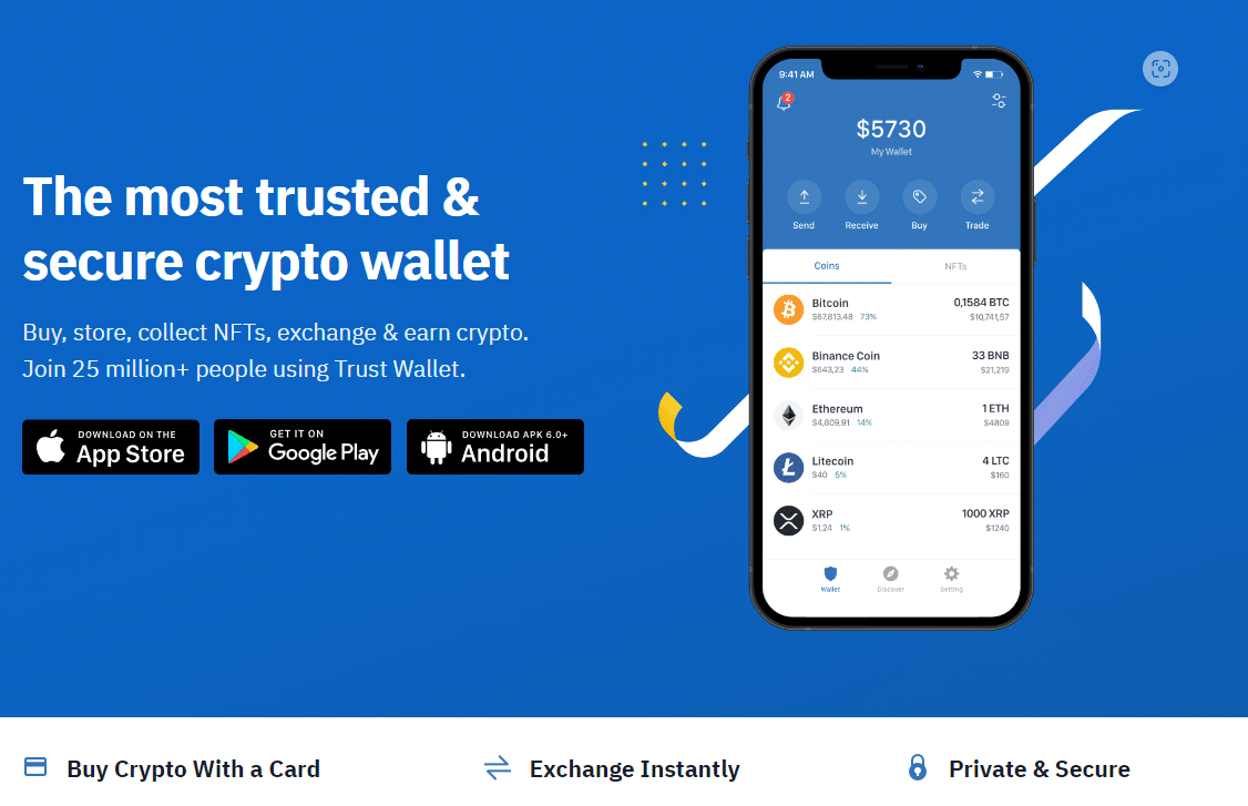 Screenshot of Trust Wallet- one of our top choices as the best crypto wallet in UAE