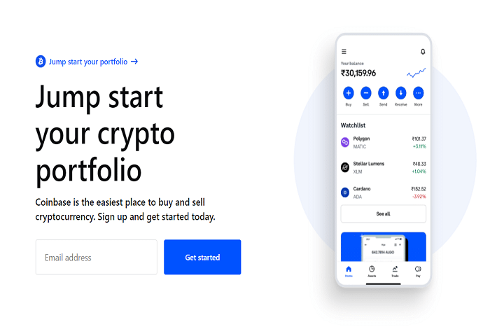 Screenshot of Coinbase- a crypto wallet used for metaverse real estate.