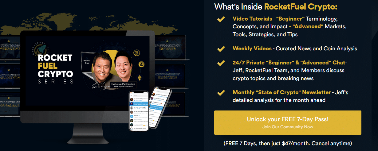 A screenshot of RocketFuel Crypto Trading course and payment options.