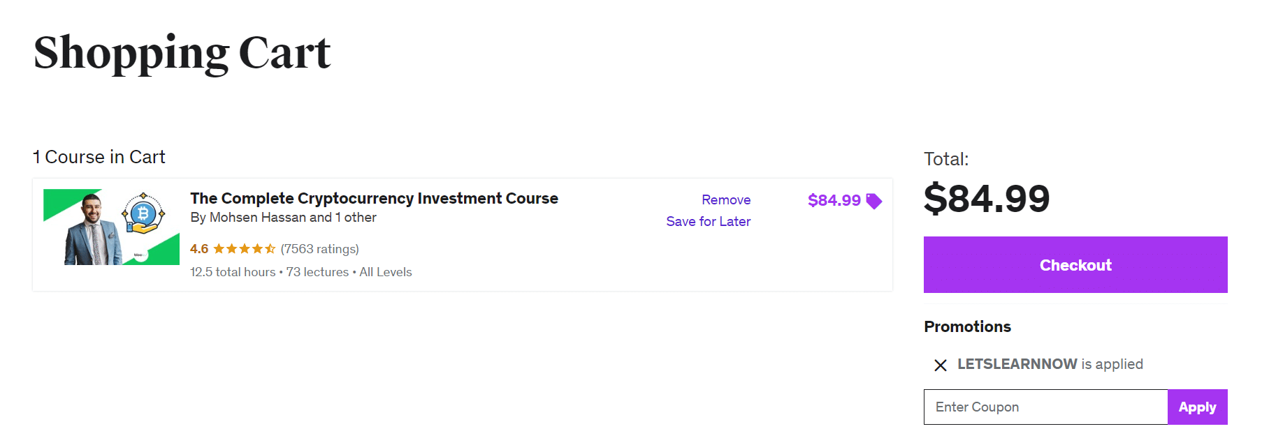 A screenshot of the Udemy course package pricing.
