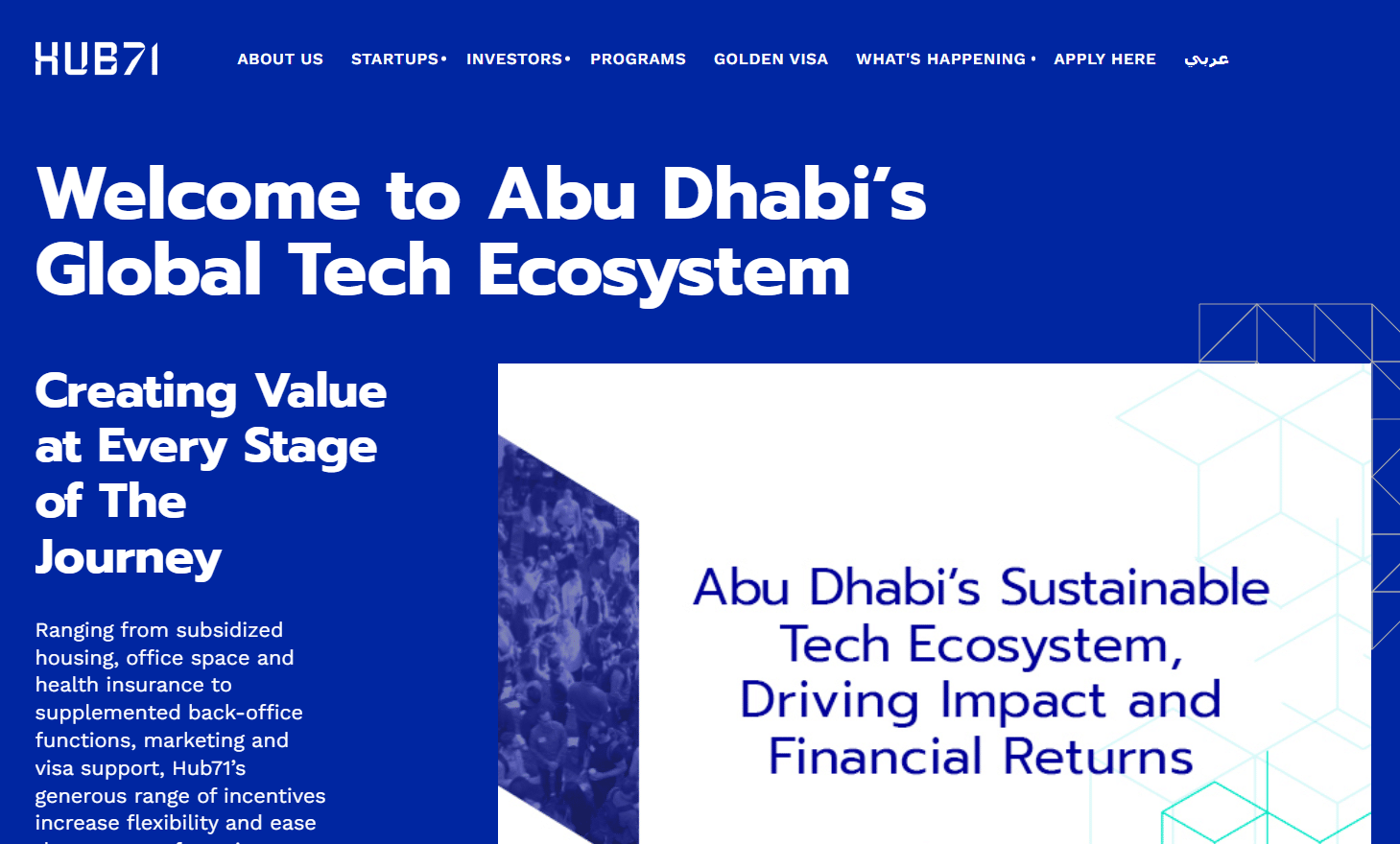 A screenshot of a a Global Tech Ecosystem in UAE.