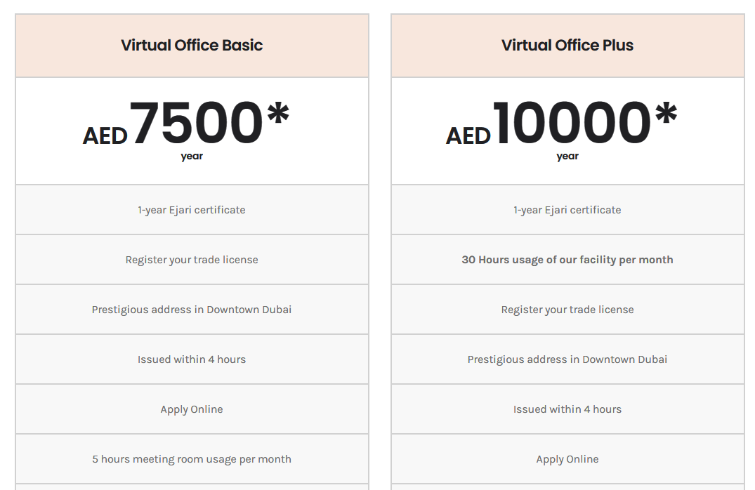 A screenshot of the CoSpaces- pricing options.