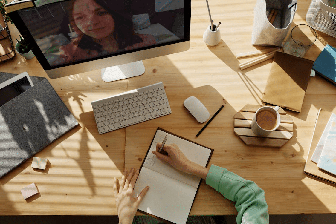 Stock photo of woman working at a desk